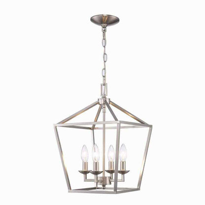 Home Decorators Weyburn 4-Light Brushed Nickel Caged Farmhouse Chandelier