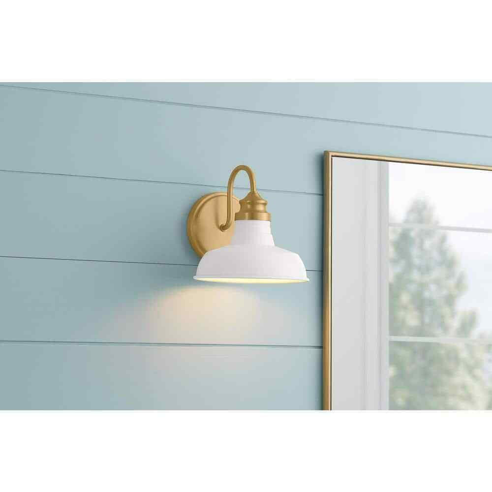 Hampton Bay Elmcroft 7.63 in. 1-light Brushed Gold Farmhouse Indoor Wall Sconce