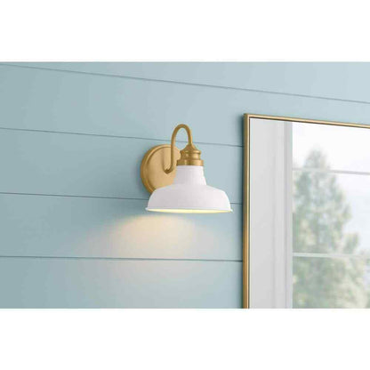 Hampton Bay Elmcroft 7.63 in. 1-light Brushed Gold Farmhouse Indoor Wall Sconce