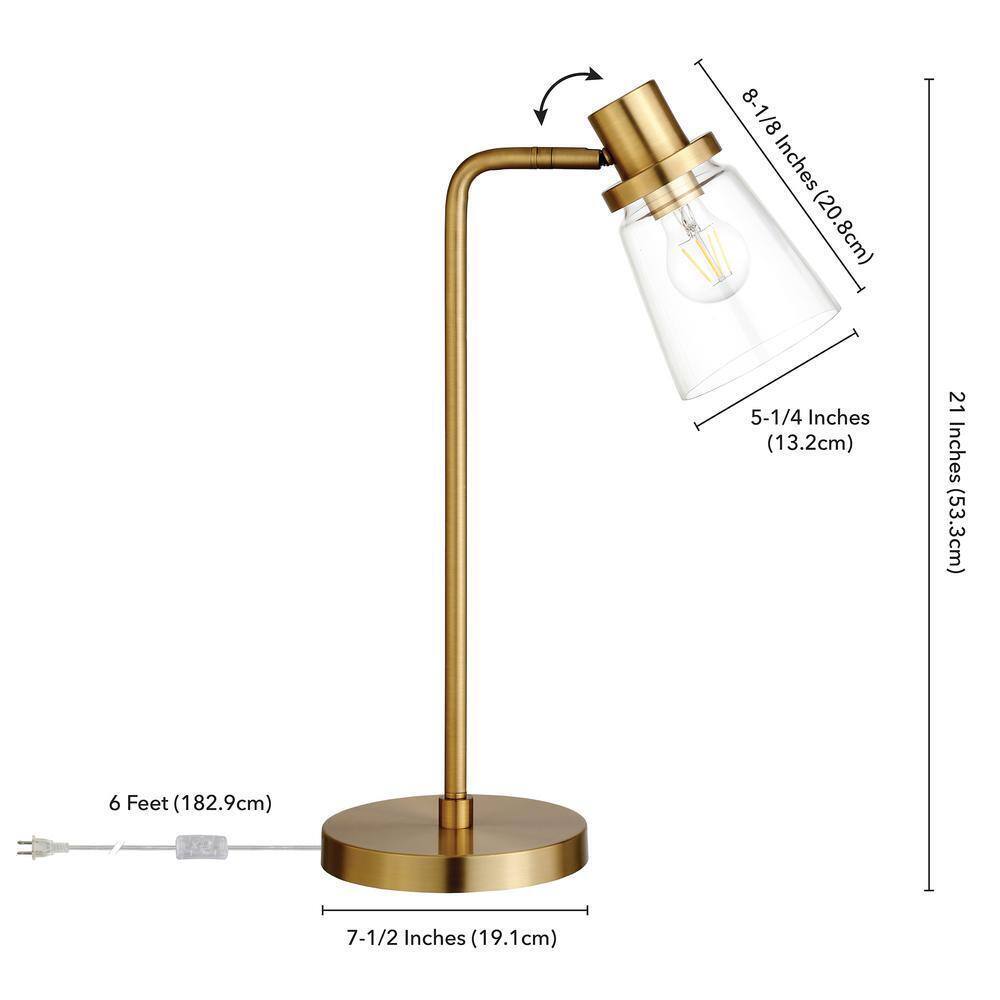 Meyer&Cross Granville 21 in. Brass Table Lamp with Glass Shade TL1020