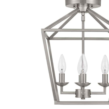 Home Decorators Weyburn 16.5 in. 4-Light Brushed Nickel Semi-Flush Ceiling Light