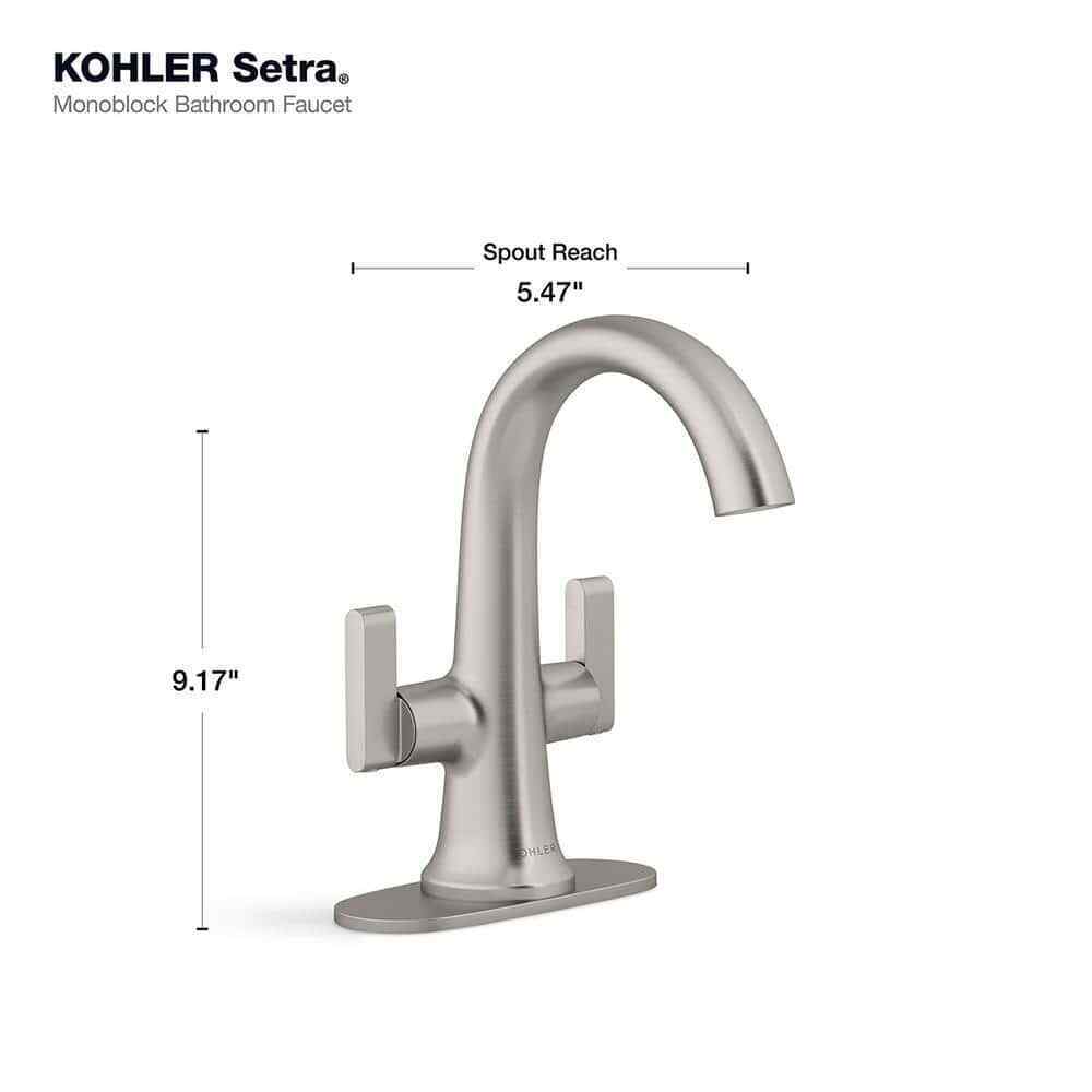 KOHLER Setra Single Hole 2-Handle Monoblock Bathroom Faucet in Brushed Nickel