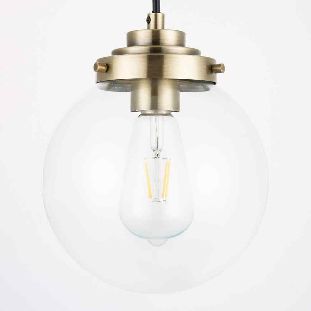 Merra 1-Light Brass Spherical Pendant Light with Globe Glass Shade