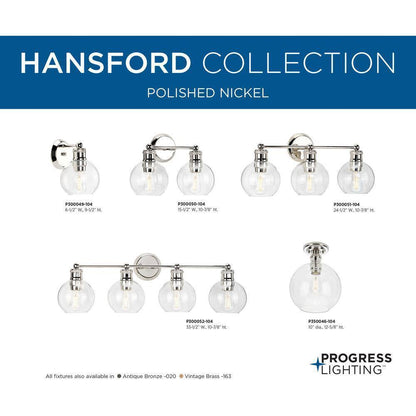 Progress Lighting Hansford 15-1/2 in. 2-Light Polished Nickel Vanity Light