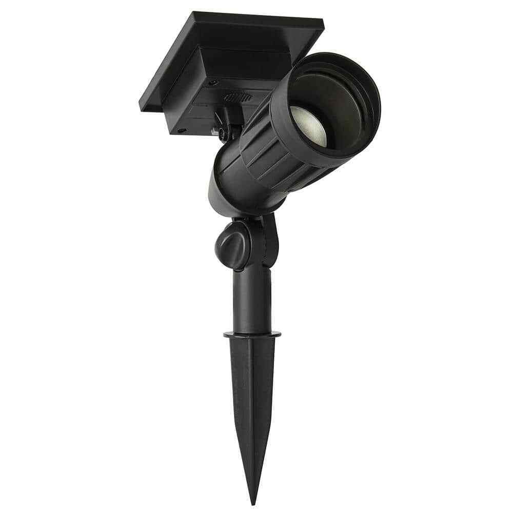 Hampton Bay Solar Black Outdoor LED Spotlight 2-Pack Weather/Rust Resistant