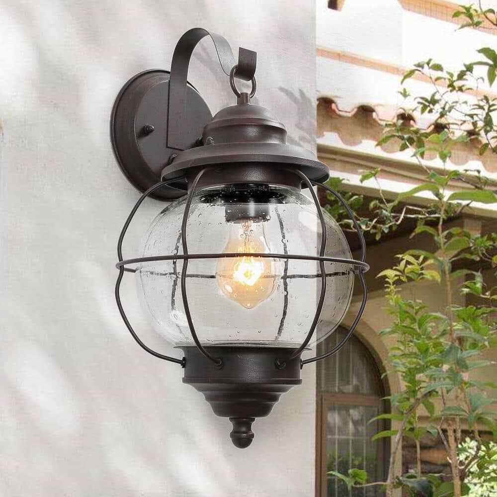 LNC 1-Light Bronze Industrial Wall Sconce Coastal Interior/Exterior Wall Sconce