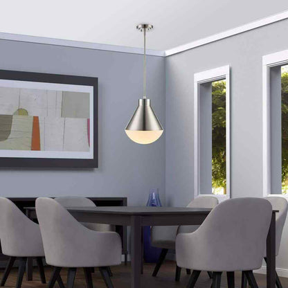 Bel Air Lighting Ludlow Brushed Nickel Hanging Pendant Light Fixture Glass Shade