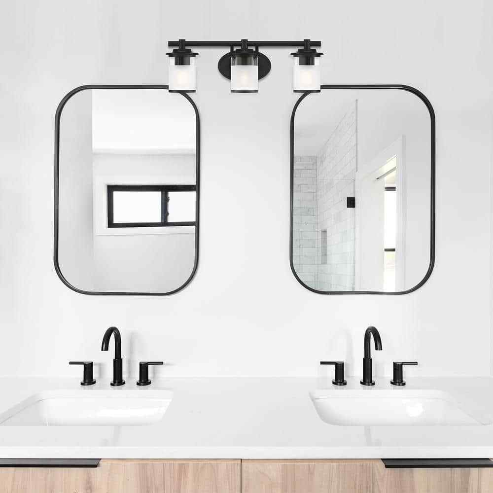 Hampton Bay Truitt 23.25 in. 3-Light Matte Black Modern Transitional Vanity
