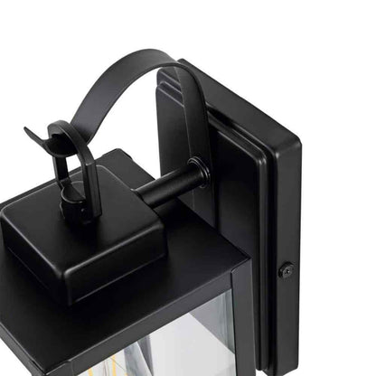 Hukoro Martin 1-Light Matte Black Outdoor Wall Lantern Sconce with Clear Glass