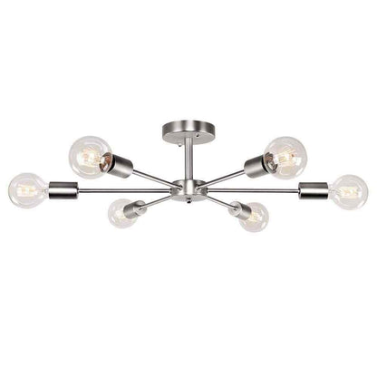 RRTYO Gallman 6-Light Nickle Mid-Century Pendant Ceiling Light