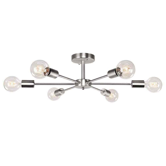 RRTYO Gallman 6-Light Nickle Mid-Century Pendant Ceiling Light