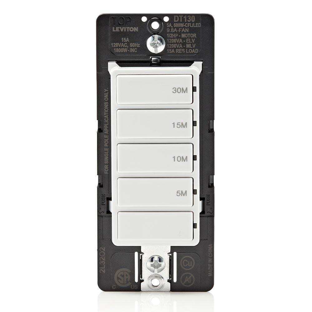 Leviton Decora 15 Amp 30-Minute In-Wall Timer Switch 1/2 HP/9.8Amp Fan/Motor