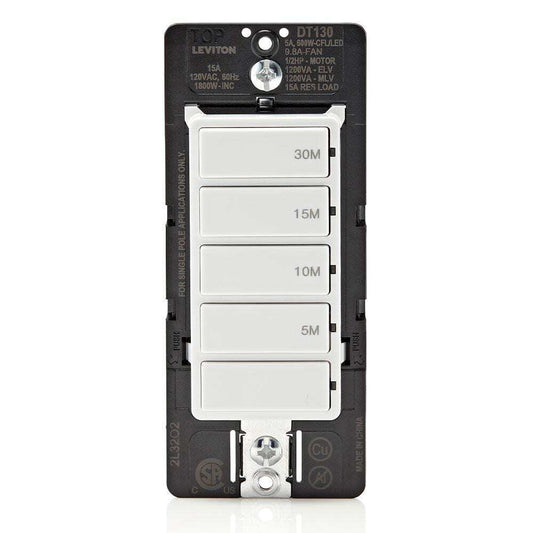 Leviton Decora 15 Amp 30-Minute In-Wall Timer Switch 1/2 HP/9.8Amp Fan/Motor