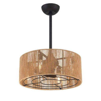 Hampton Bay Montabel 22 in. Indoor Matte Black and Natural Ceiling Fan w/ Remote