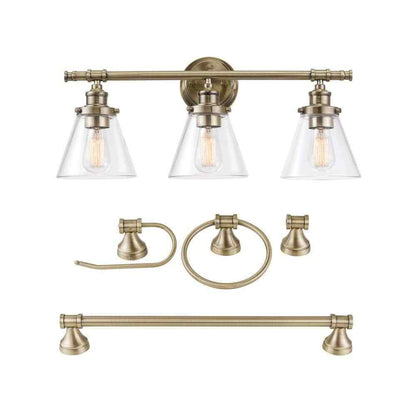 Globe Electric Parker 3-Light Brass 5-Piece All-In-One Bath Vanity Light Set