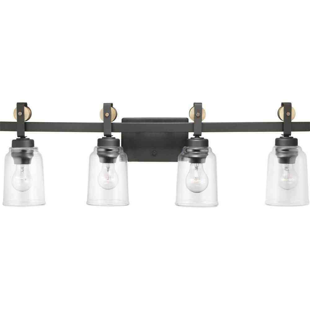 Home Decorators Knollwood 31-3/4 in. 4-Light Bronze Vanity w/ Clear Glass