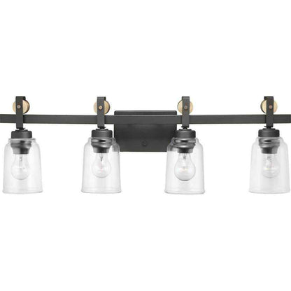 Home Decorators Knollwood 31-3/4 in. 4-Light Bronze Vanity w/ Clear Glass