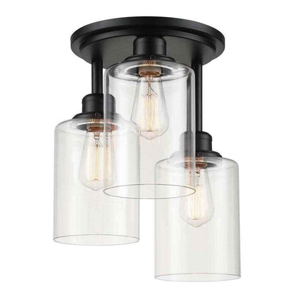 Globe Electric Annecy 13 in. 3-Light Matte Black Semi-Flush Mount