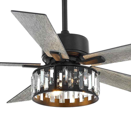 Breezary Gentry 52 in. Black Ceiling Fan w/ Crystal Light Kit and Remote Control