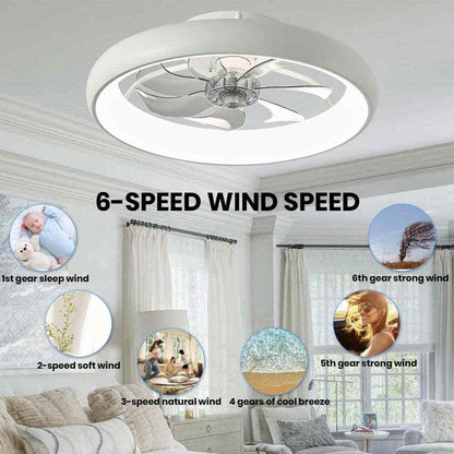 ANTOINE 20 in. LED Indoor White Bladeless App Control Low Profile Ceiling Fan