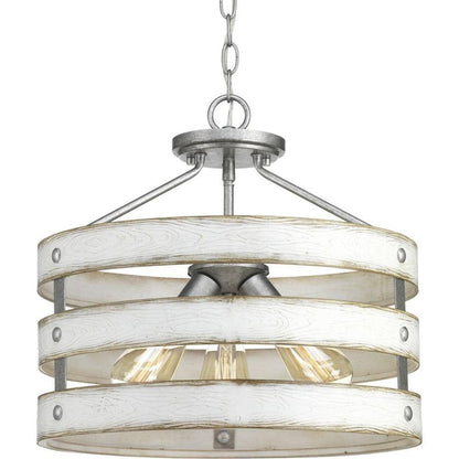 Progress Lighting Gulliver 17 in. 3-Light Galvanized Coastal Semi-Flush Light