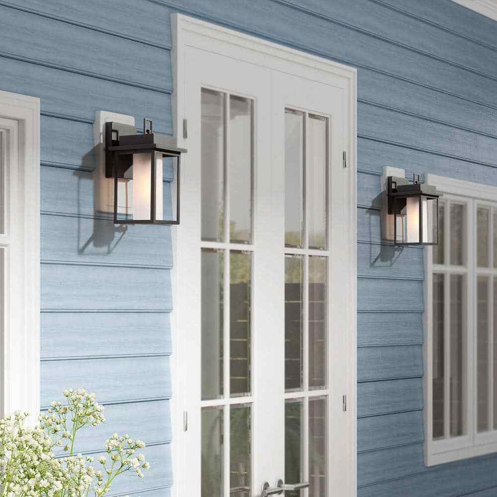 Uolfin Modern Black Square Outdoor Wall Lantern Sconce