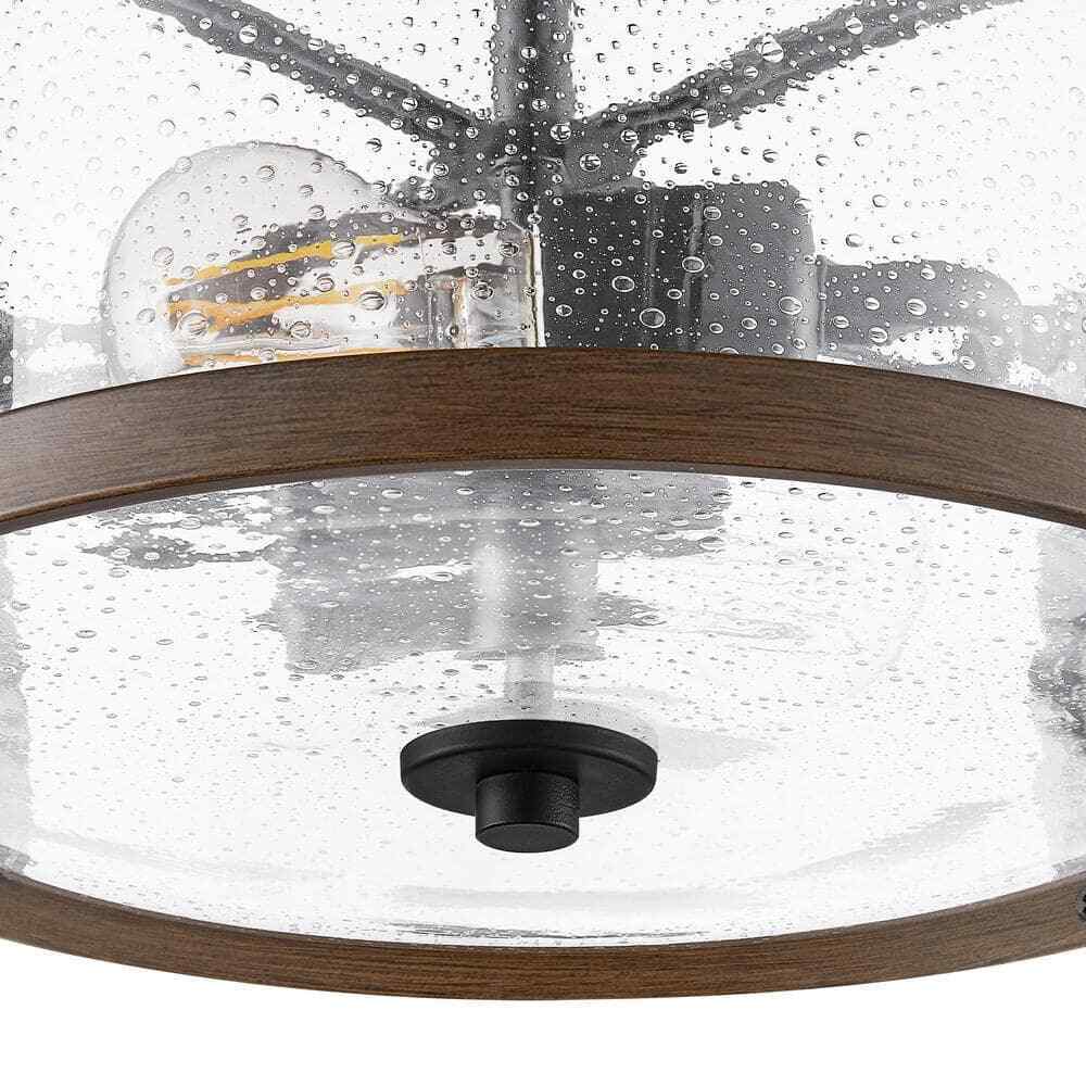 Hampton Bay Richland 2-Light Dark Bronze Semi-Flushmount Clear Seedy Glass