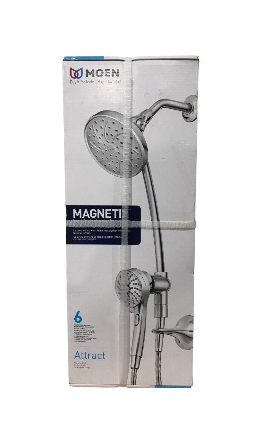 MOEN Attract Magnetix 6-Spray 6.75 in. Dual Wall/Handheld Shower Heads Chrome