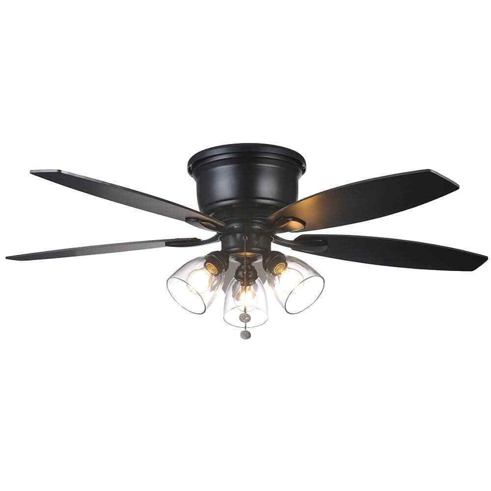 Hampton Bay Stoneridge 52 in. Matte Black Hugger LED Ceiling Fan with Light Kit