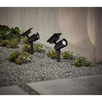 Hampton Bay Solar Black Outdoor LED Spotlight 2-Pack Weather/Rust Resistant