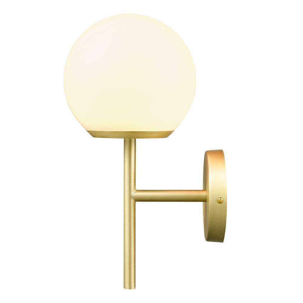Light Society Anna 5 in. 1-Light Brushed Brass/White Wall Sconce