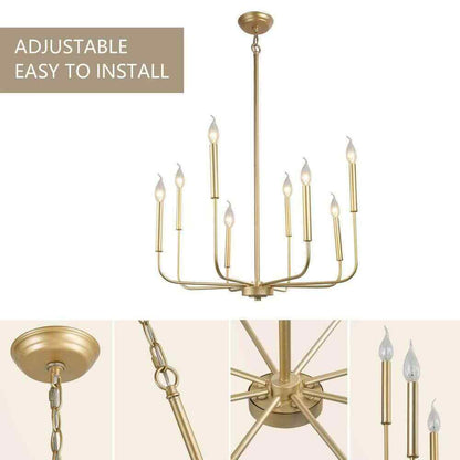 LNC Modern Gold Island Chandelier Transitional 8-Light Pale Brass Pendant Light