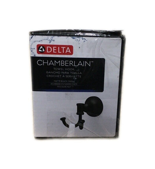 Delta Chamberlain Double Towel Hook Bath Hardware Accessory in Matte Black