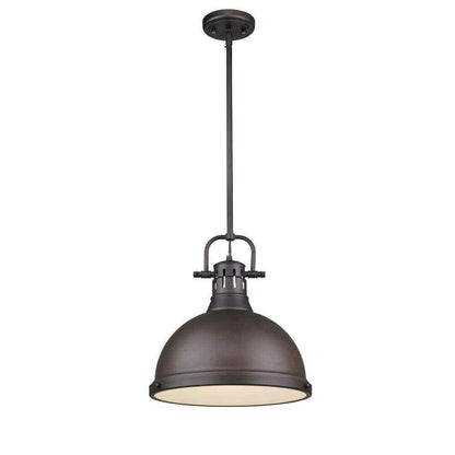 Golden Lighting Duncan 1-Light Rubbed Bronze Pendant with Rod 3604-L RBZ-RBZ