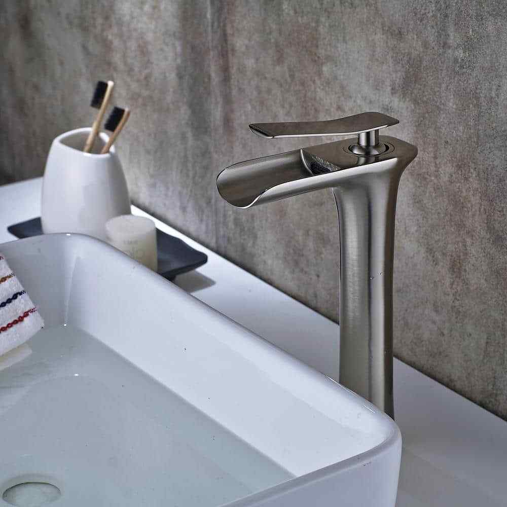 Fapully Waterfall Single Hole Single-Handle Bathroom Faucet in Brushed Nickel