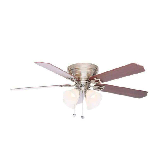 Hampton Bay Carriage House 52 in. Indoor LED Brushed Nickel Ceiling Fan
