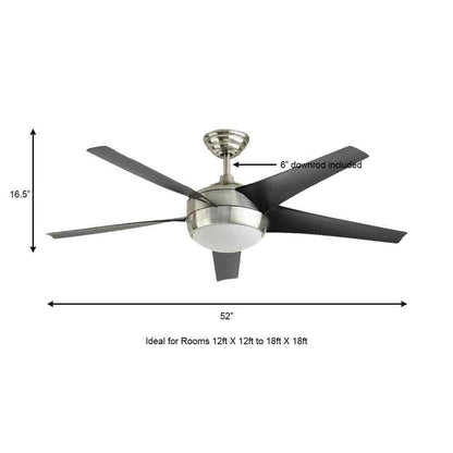 Home Decorators Windward IV 52 in. Indoor LED Brushed Nickel Ceiling Fan