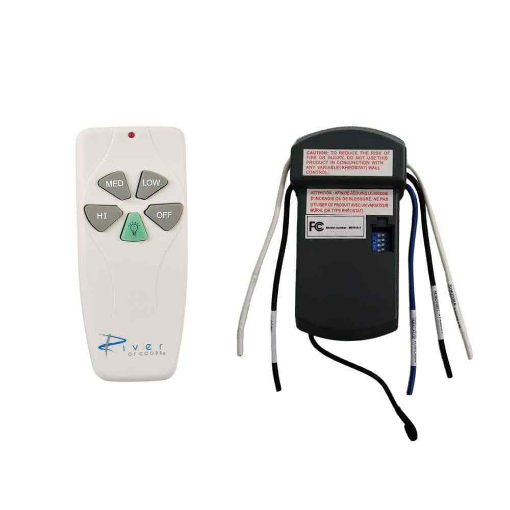 River of Goods 3-Speed Ceiling Fan Handheld Remote Control & Receiver Kit White