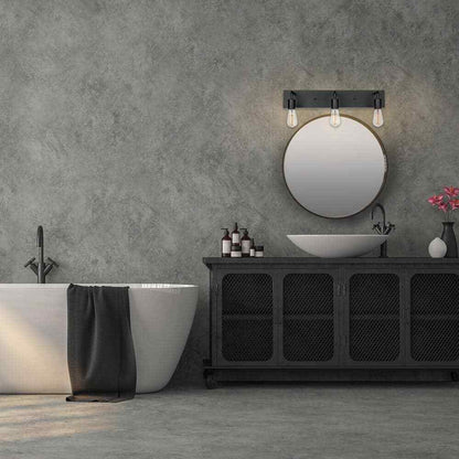 Hampton Bay Northvale 24 in 3-Light Matte Black Industrial Bathroom Vanity Light