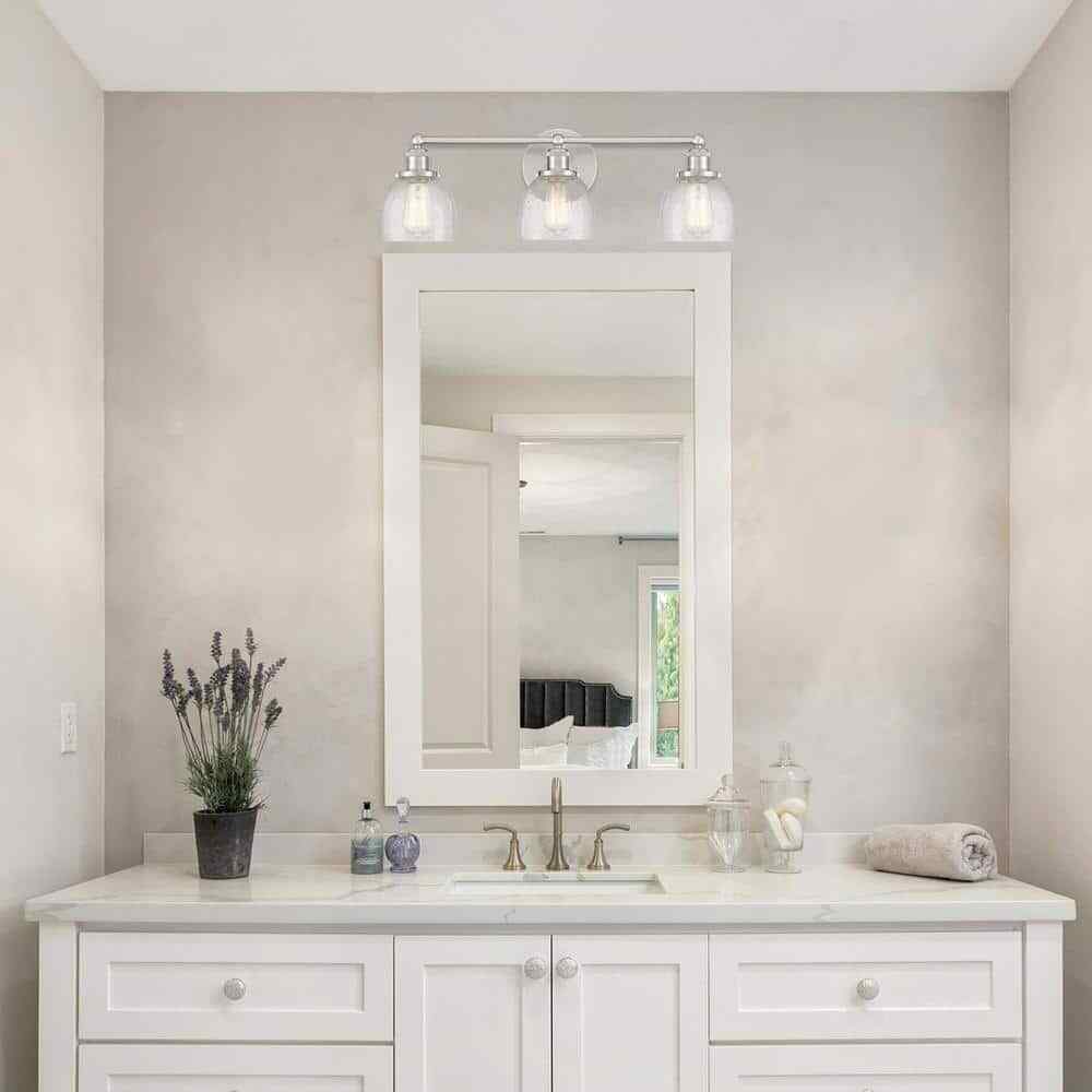 Home Decorators Evelyn 26.75 in. 3-Light Brushed Nickel Vanity Light
