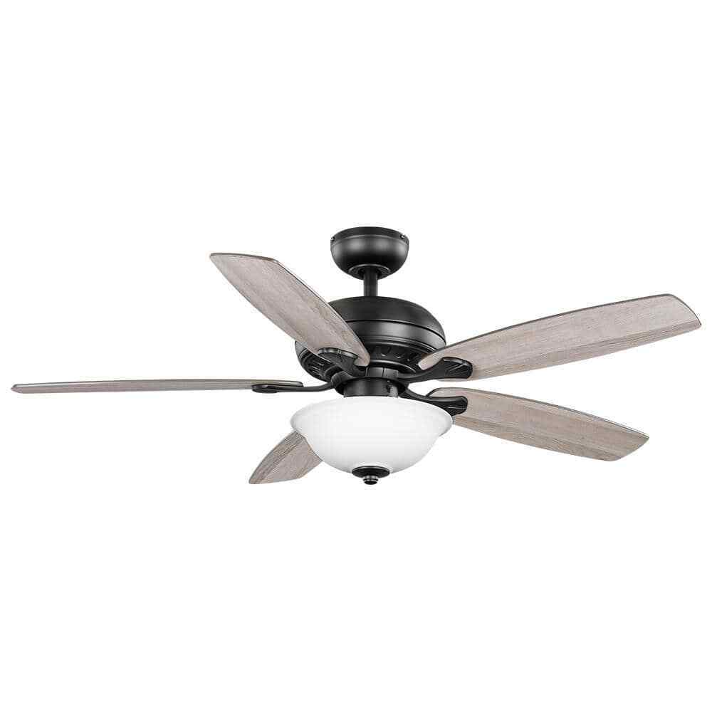 Hampton Bay Southwind II 52 in. Indoor LED Matte Black Ceiling Fan w/ Light Kit