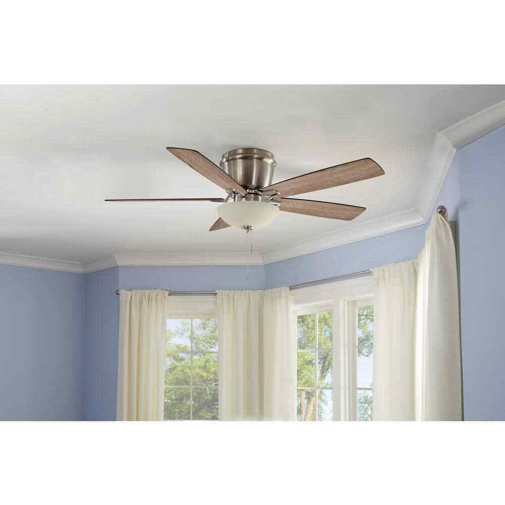 Hampton Bay Melrose 52 in Indoor LED Brushed Nickel Hugger Dry Rated Ceiling Fan