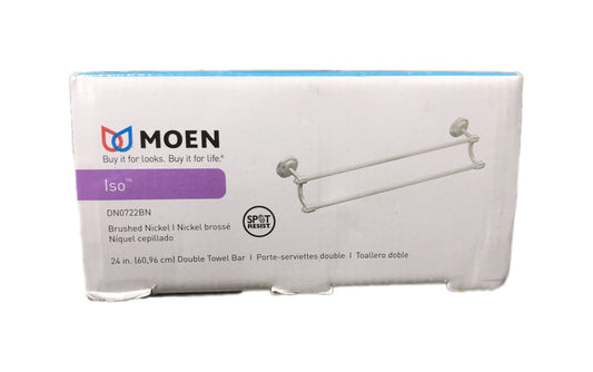 MOEN ISO 24 in. Double Towel Bar in Spot Resist Brushed Nickel DN0722BN