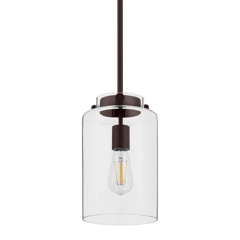 Hampton Bay Mullins 6.75 in.1-Light Oil Rubbed Bronze Mini Pendant Hanging Light