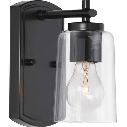 Progress Lighting Adley Collection Matte Black Clear Glass Bath Vanity Light