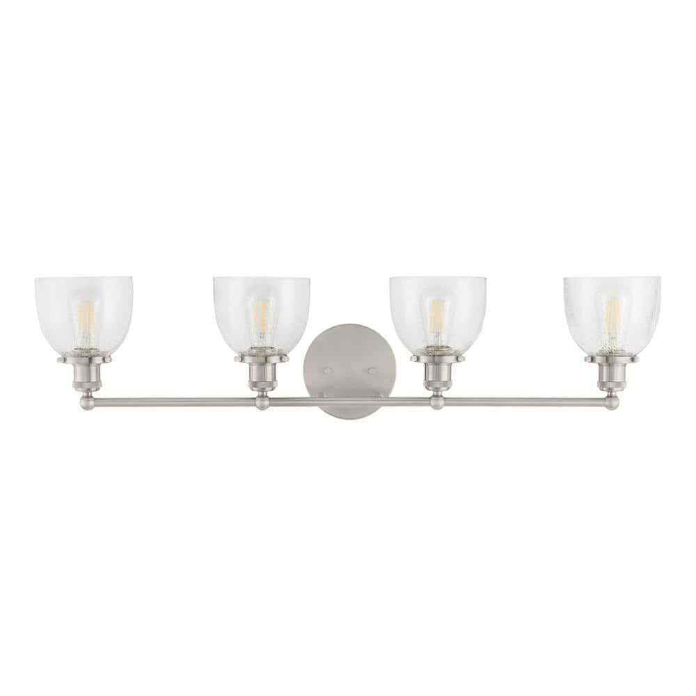 Home Decorators Evelyn 37.5 in. 4-Light Brushed Nickel Vanity Light
