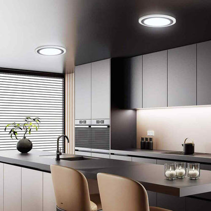 Hampton Bay Clement Round Flat Panel 13 in. Black Integrated LED Flush Mount