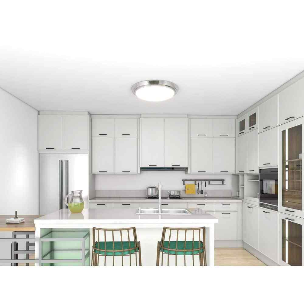 Pia Ricco 1-Light Brushed Nickel Selectable LED Flush Mount Ceiling Light