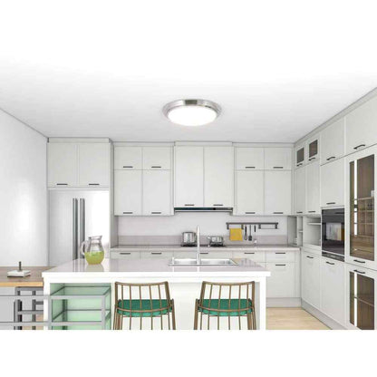 Pia Ricco 1-Light Brushed Nickel Selectable LED Flush Mount Ceiling Light
