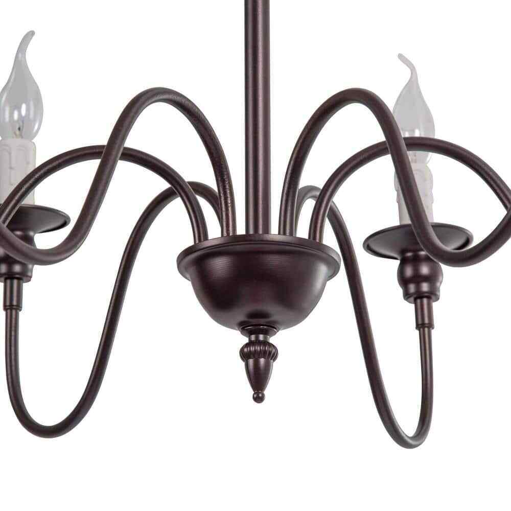 LNC 6-Light Farmhouse Oiled Bronze Candlestick Kitchen Island Chandelier